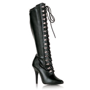 Pleaser SEDUCE-2024 Knee High Boot (Black Stretch Faux Leather) 6