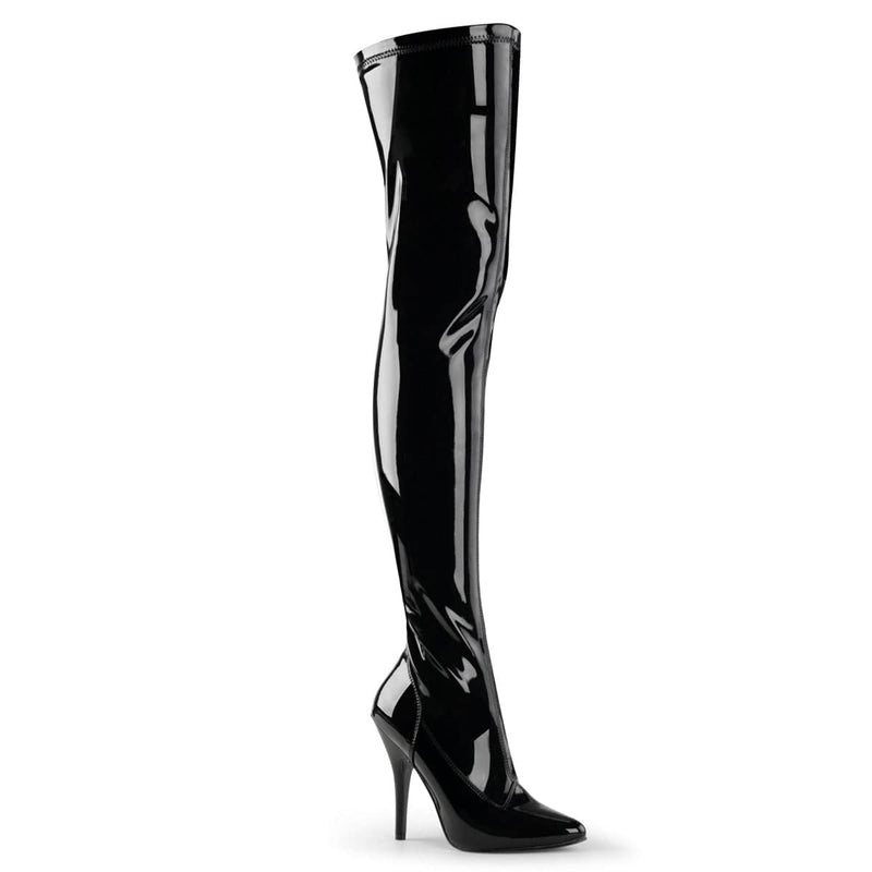 Pleaser SEDUCE-3000 Thigh High Boot (Black Stretch Patent) 6