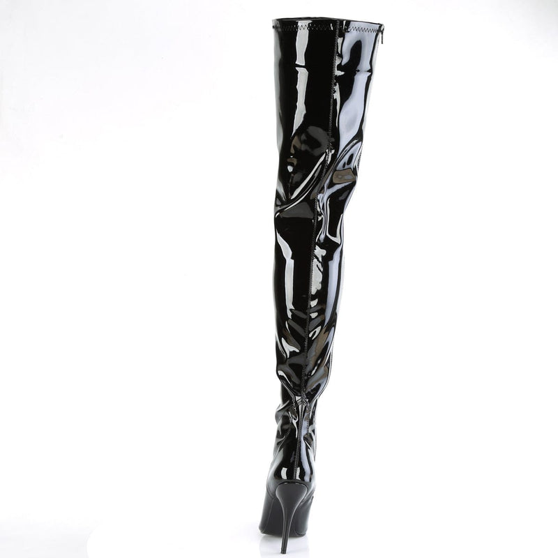 Pleaser SEDUCE-4000 Crotch High Boot (Black Stretch Patent)