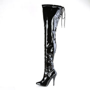 Pleaser SEDUCE-4000SLT Crotch High Boot (Black Stretch Patent)