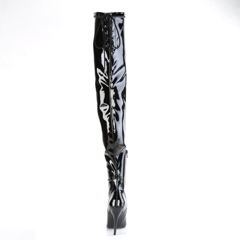 Pleaser SEDUCE-4000SLT Crotch High Boot (Black Stretch Patent)