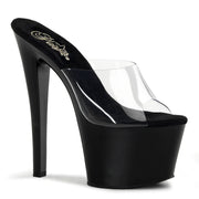 Pleaser SKY-301 Platform Sandal (Clear/Black) 5