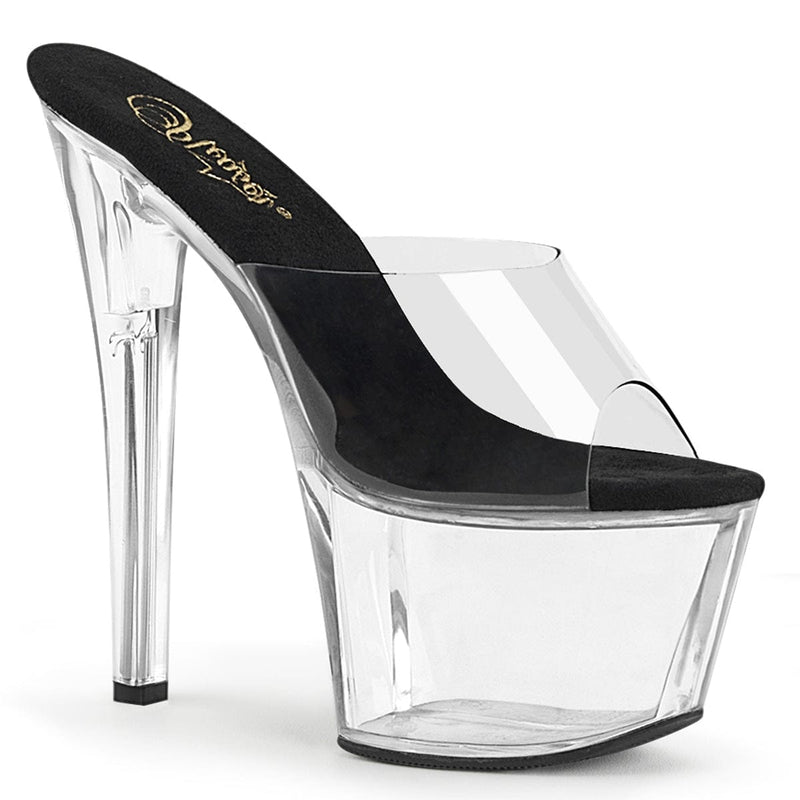 Pleaser SKY-301 Platform Slide (Clear-Black/Clear)