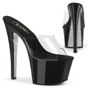 Pleaser SKY-301CRS Platform Slide (Clear/Black-Silver AB Rhinestone)