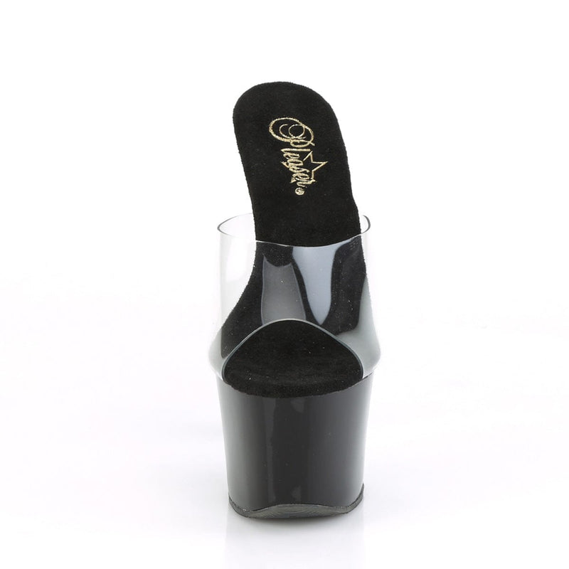 Pleaser SKY-301CRS Platform Slide (Clear/Black-Silver AB Rhinestone)