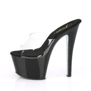 Pleaser SKY-301CRS Platform Slide (Clear/Black-Silver AB Rhinestone)