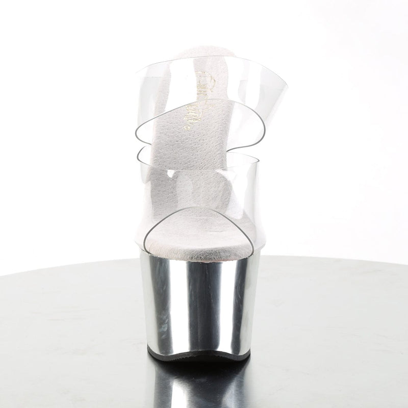 Pleaser SKY-302 Platform Slide (Clear/Silver Chrome)