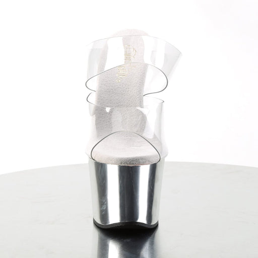 Pleaser SKY-302 Platform Slide (Clear/Silver Chrome)