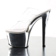 Pleaser SKY-302 Platform Slide (Clear/Silver Chrome)