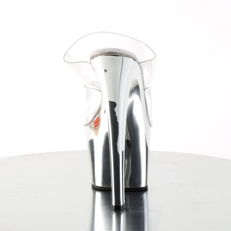 Pleaser SKY-302 Platform Slide (Clear/Silver Chrome)