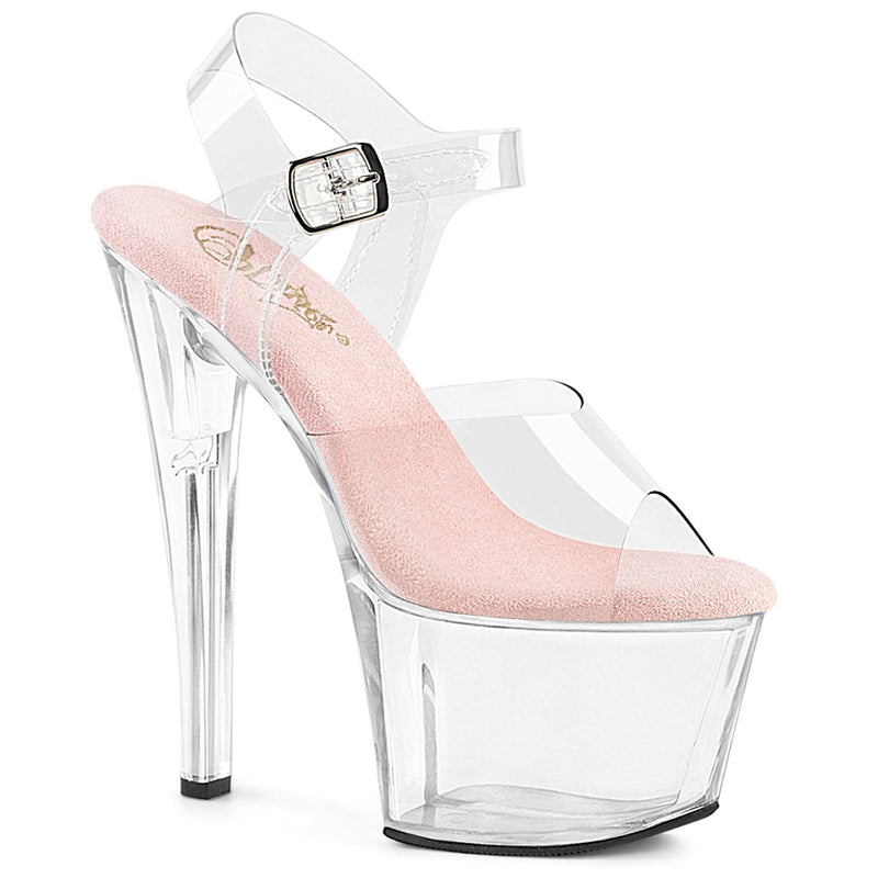Pleaser SKY-308 Platform Sandal (Clear-B.Pink/Clear)