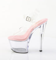 Pleaser SKY-308 Platform Sandal (Clear-B.Pink/Clear)