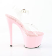 Pleaser SKY-308 Platform Sandal (Clear/Baby Pink)