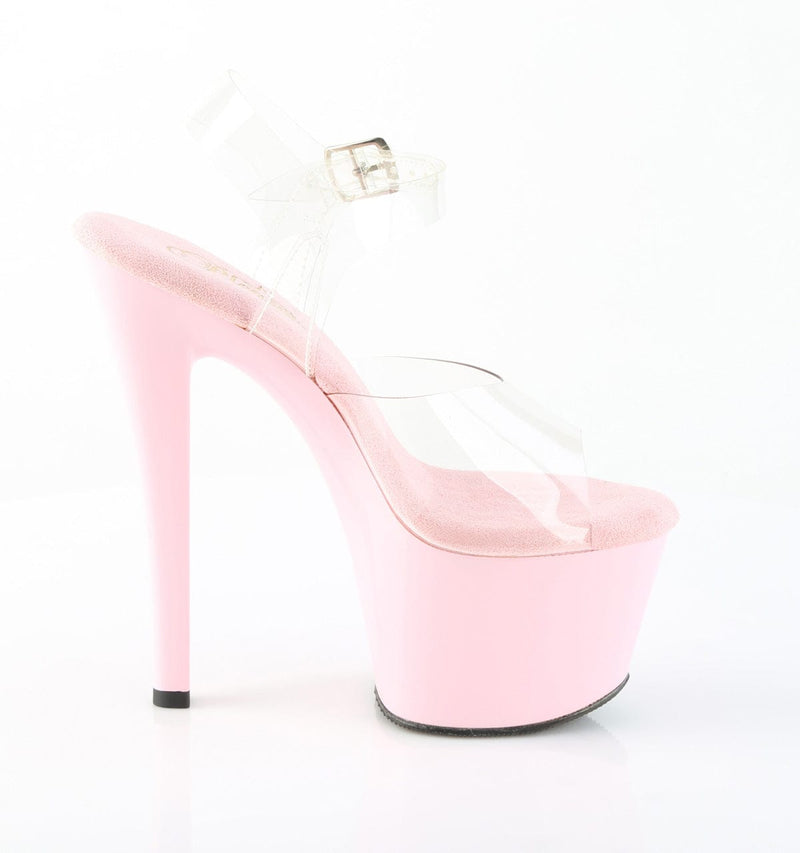 Pleaser SKY-308 Platform Sandal (Clear/Baby Pink)