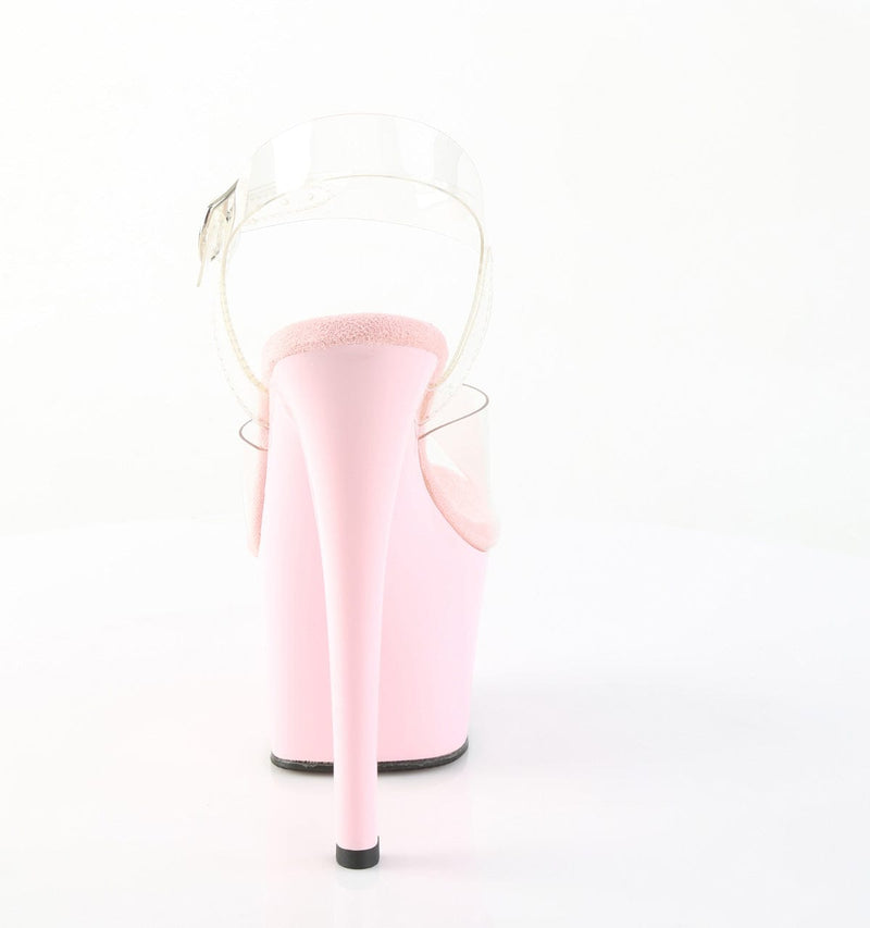 Pleaser SKY-308 Platform Sandal (Clear/Baby Pink)