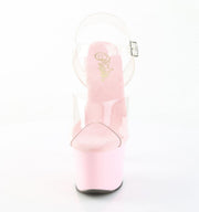 Pleaser SKY-308 Platform Sandal (Clear/Baby Pink)