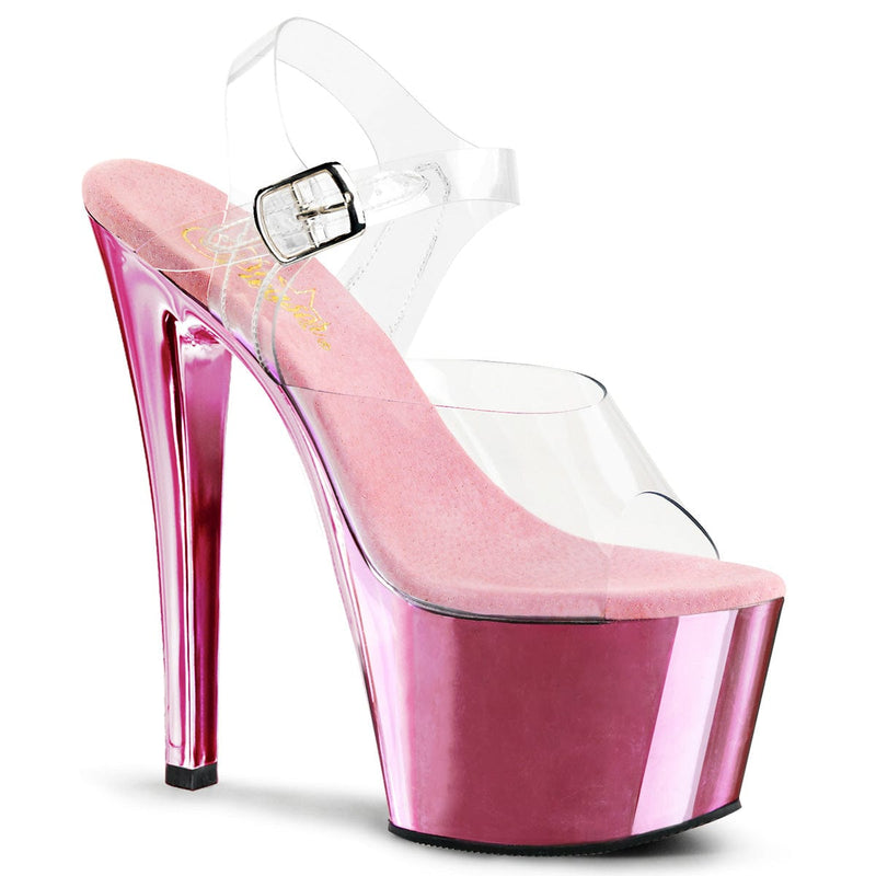 Pleaser SKY-308 Platform Sandal (Clear/Baby Pink Chrome)