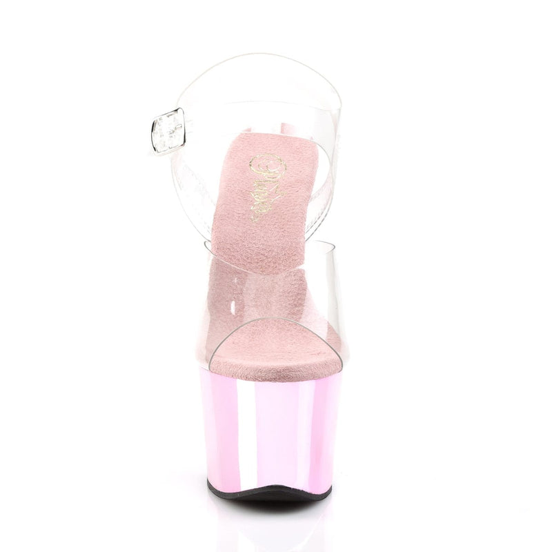 Pleaser SKY-308 Platform Sandal (Clear/Baby Pink Chrome)