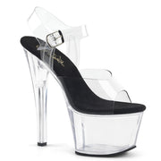 Pleaser SKY-308 Platform Sandal (Clear-Black/Clear) 5