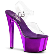 Pleaser SKY-308 Platform Sandal (Clear/Purple Chrome)