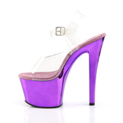 Pleaser SKY-308 Platform Sandal (Clear/Purple Chrome)
