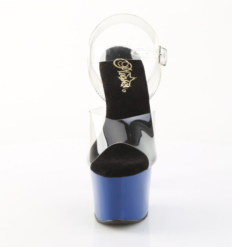 Pleaser SKY-308 Platform Sandal (Clear/Royal Blue)