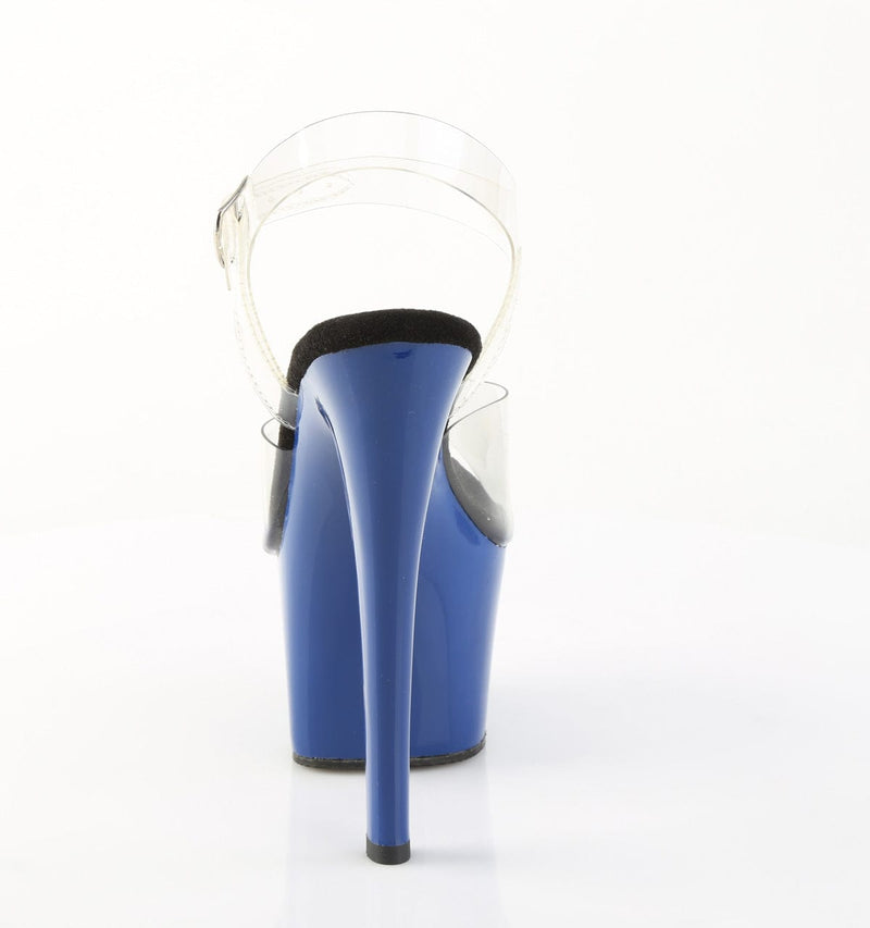 Pleaser SKY-308 Platform Sandal (Clear/Royal Blue)