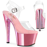 Pleaser SKY-308CHRS Platform Sandal (Clear/Baby Pink Chrome-AB Rhinestone)