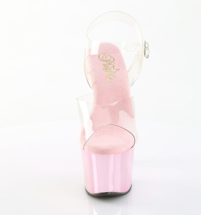 Pleaser SKY-308CHRS Platform Sandal (Clear/Baby Pink Chrome-AB Rhinestone)