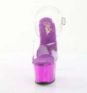 Pleaser SKY-308CHRS Platform Sandal (Clear/Purple Chrome-AB Rhinestone)