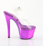 Pleaser SKY-308CHRS Platform Sandal (Clear/Purple Chrome-AB Rhinestone)