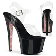 Pleaser SKY-308CRS Platform Sandal (Clear/Black-Champagne AB RhinestoneTN)