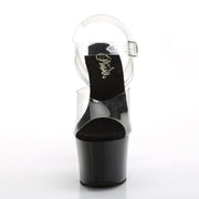 Pleaser SKY-308CRS Platform Sandal (Clear/Black-Champagne AB RhinestoneTN)