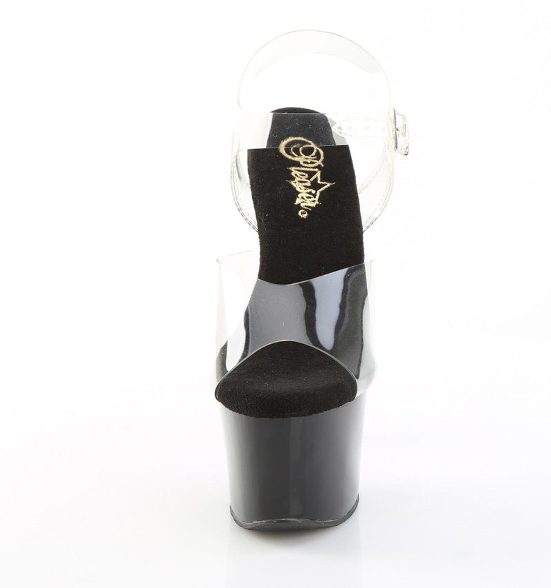 Pleaser SKY-308CRS Platform Sandal (Clear/Black-Lavender Rhinestone)
