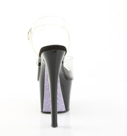 Pleaser SKY-308CRS Platform Sandal (Clear/Black-Lavender Rhinestone)