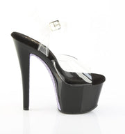 Pleaser SKY-308CRS Platform Sandal (Clear/Black-Lavender Rhinestone)