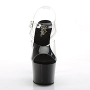 Pleaser SKY-308CRS Platform Sandal (Clear/Black-Silver AB RhinestoneTN)