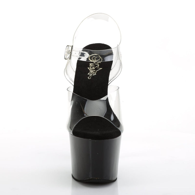 Pleaser SKY-308CRS Platform Sandal (Clear/Black-Silver AB RhinestoneTN)