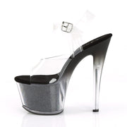 Pleaser SKY-308G-T Platform Sandal (Clear/Black Glitter Inserts)