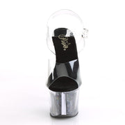Pleaser SKY-308GF Platform Sandal (Clear/Black Multi Glitter)