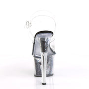Pleaser SKY-308GF Platform Sandal (Clear/Black Multi Glitter)