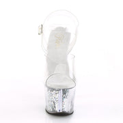 Pleaser SKY-308GF Platform Sandal (Clear/Silver Multi Glitter)