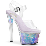 Pleaser SKY-308MC Platform Sandal (Clear/Lavender Hologram Inserts)
