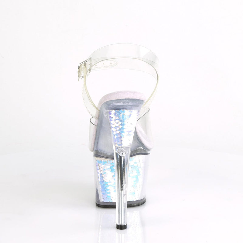 Pleaser SKY-308MC Platform Sandal (Clear/Lavender Hologram Inserts)