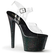Pleaser SKY-308MG Platform Sandal (Clear/Black) 5