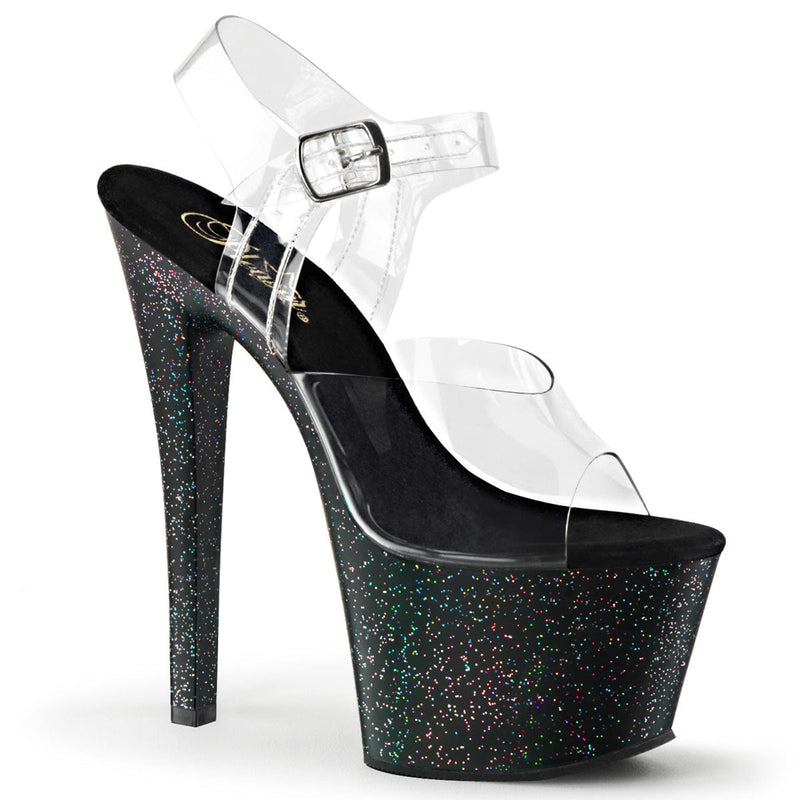 Pleaser SKY-308MG Platform Sandal (Clear/Black) 5