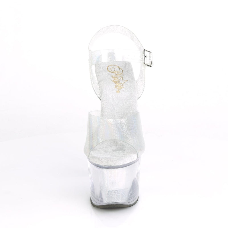 Pleaser SKY-308N Platform Sandal (Silver Hologram TPU/Silver Hologram Inserts)