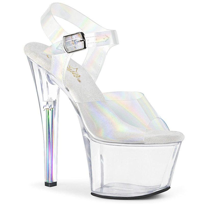Pleaser SKY-308N-RBH Platform Sandal (Clear Hologram TPU/Clear)
