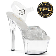 SKY-308PREM-RSNT Clear TPU-Silver RS/Clear Platform Sandals