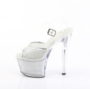 Pleaser SKY-308PREM-RSNT Clear TPU-Silver RS/Silver SRS Platform Sandals